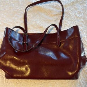Kattee- Elegant Burgundy Leather Tote Bag
